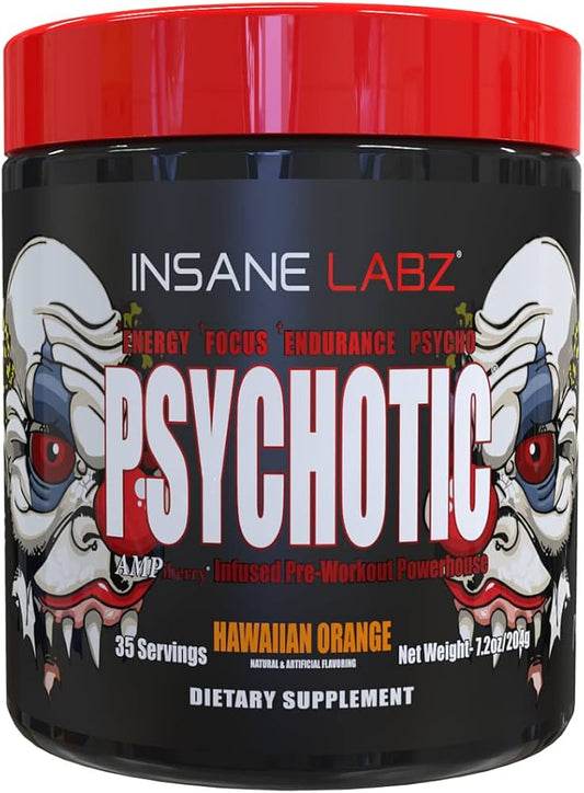 Insane Labz Psychotic Pre-Workout 0.47lbs, 216gm (35 Servings)HAWIIAN ORANGE.