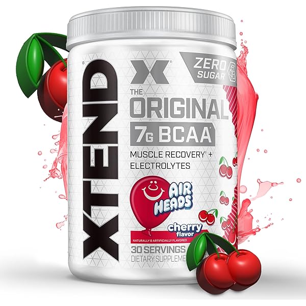 XtendXTEND Original BCAA Powder Airheads Candy Flavor, 7g BCAA and 2.5g L-Glutamine, Sugar Free Post Workout Muscle Recovery Drink with Amino Acids for Men & Women, 30 Servings